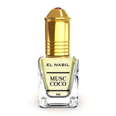 Parfumolie Musc Coco met gouden dop in elegante parfumfles